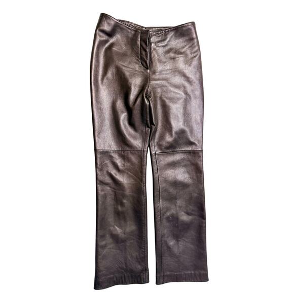 VTG Hugo Buscati Collection Brown Leather Pants Size 6 High-Waisted Lined 90s - Picture 5 of 9